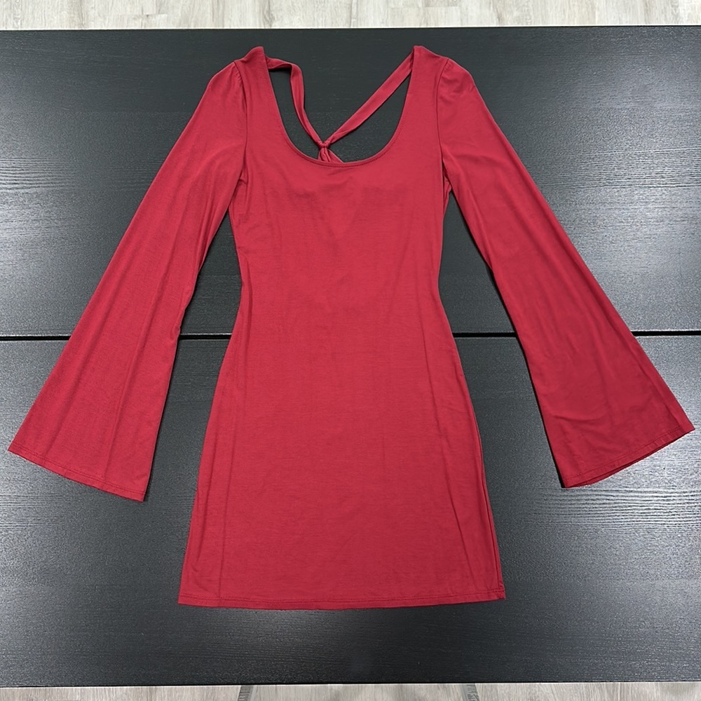Tobi Wine Red Strappy Back Mini Dress